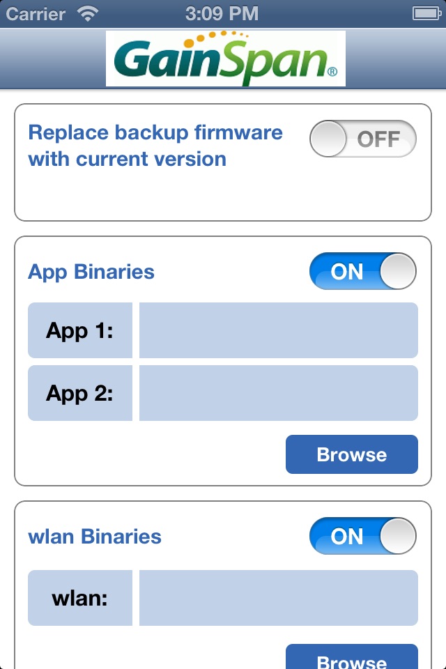 GainsSpan FirmwareUpdate screenshot 2