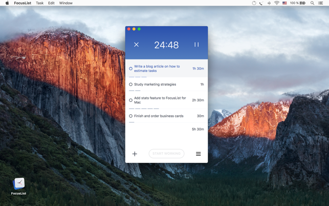 ‎FocusList: Pomodoro Timer Screenshot