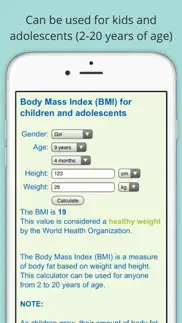 calculatrice imc enfants et adolescents iPhone Captures Décran 1