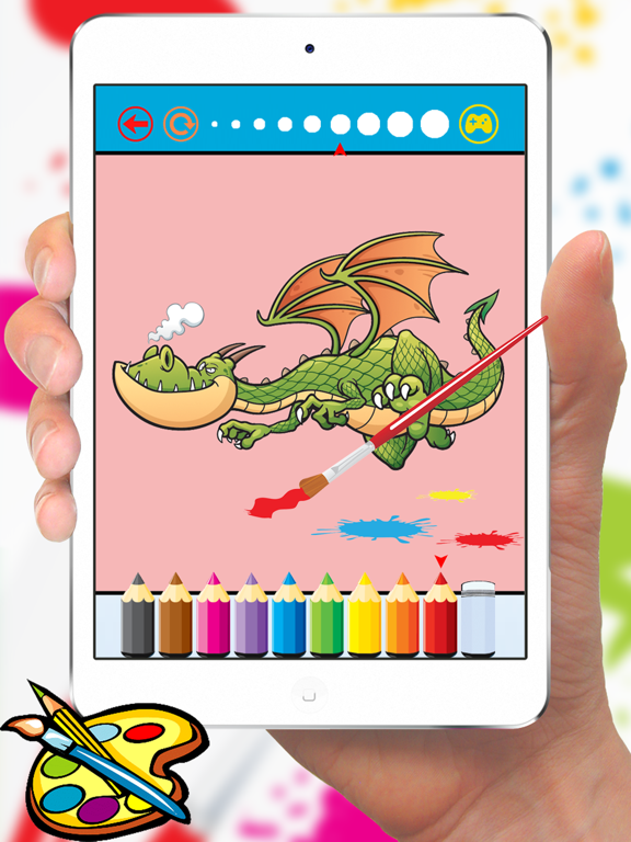 Dragon Dinosaur Coloring Book - Drawing for kids free games iPad screenshot