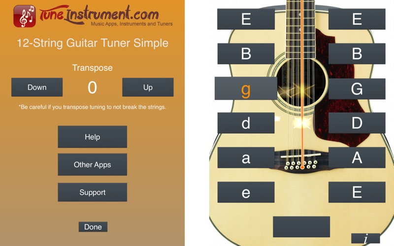12-string guitar tuner simple iphone screenshot 3