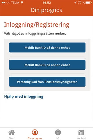 Pensionsprognosen screenshot 2