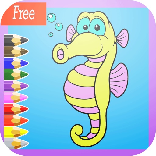 Cute Sea Animals Coloring Book:learn to paint and drawing easy icon