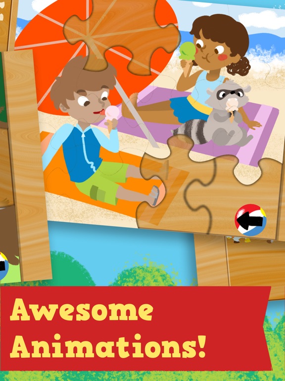Kids Season Puzzles: Animated Spring, Summer, Fall and Winter Wooden Jigsaw Puzzle Games for Toddler and Preschool Boys and Girls iPad screenshot
