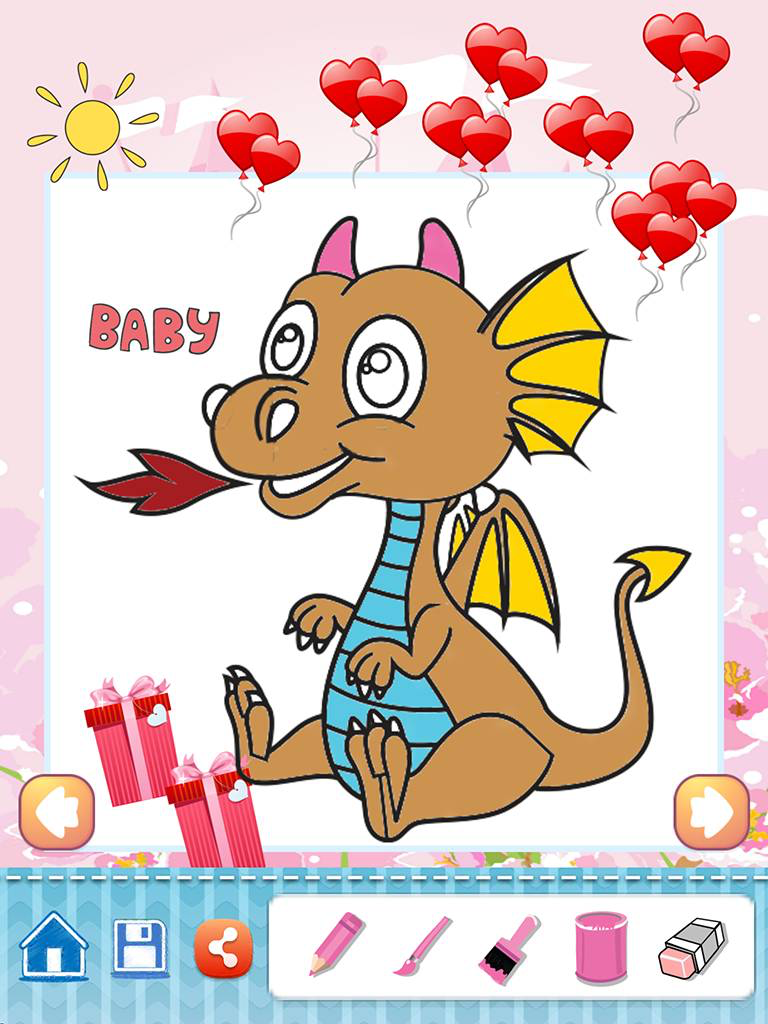 Dragon Drawing Coloring Book - Cute Caricature Art Ideas pages for kids screenshot 9