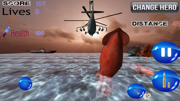Black Bird Octopus Attack - Hungry Cuttlefish Invasion Heli Strike 3D screenshot-3