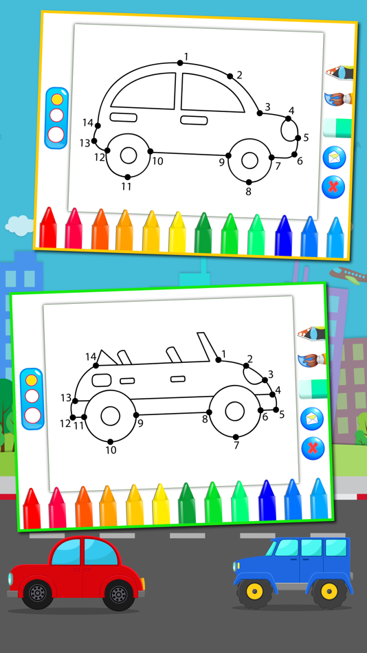 Cars Connect the Dots and Coloring Book free - 1.1 - (iOS)