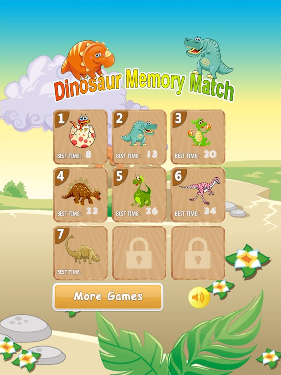 Dinosaur Memory Match - Cards Matching Puzzle Educational Games for Kids