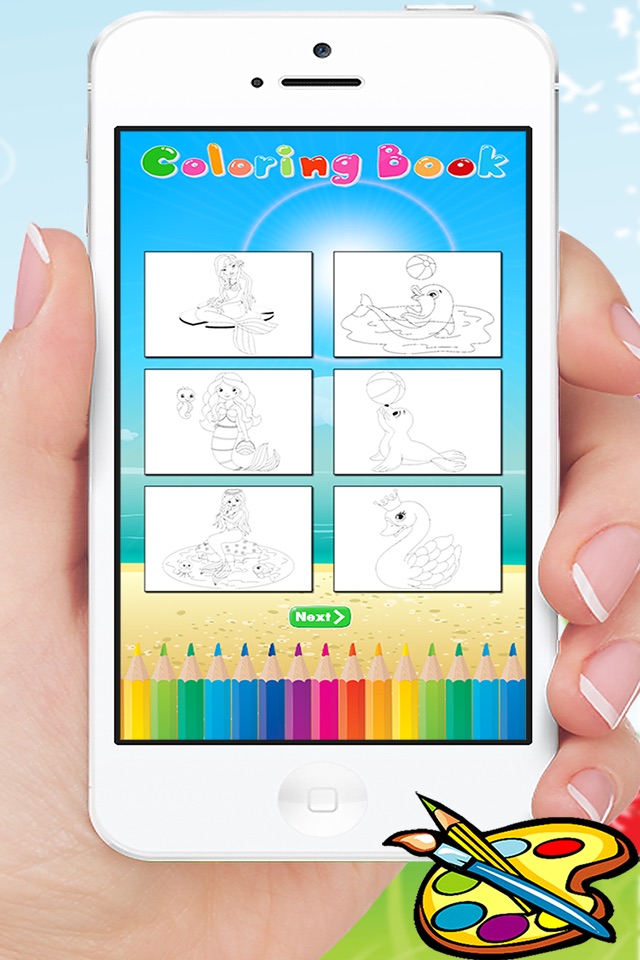 Mermaid & Sea Animal Coloring Book - Drawing for Kids Games screenshot 2