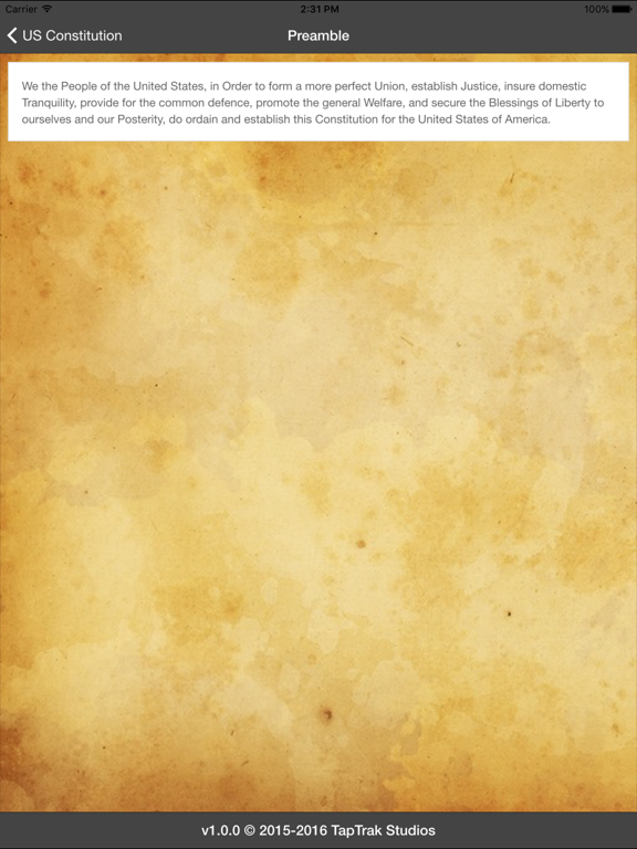 US Constitution - TapTrak Studios iPad screenshot 5 - Reference app