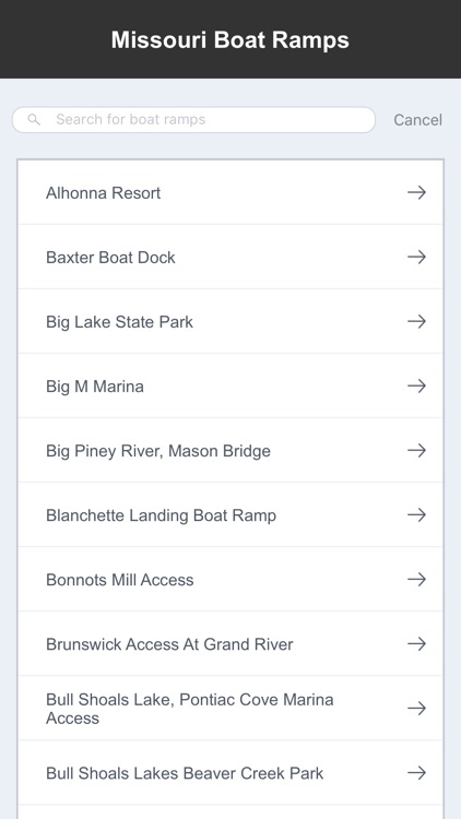 Missouri Boat Ramps & Fishing Ramps