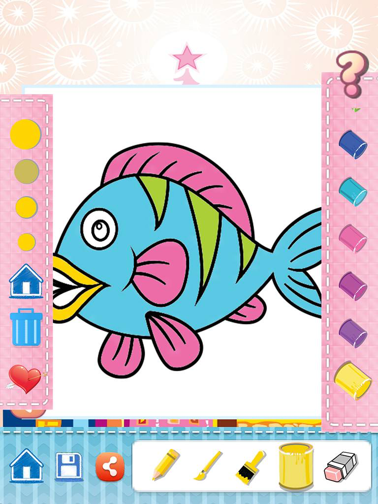 Sea Animals Drawing Coloring Book - Cute Caricature Art Ideas pages for kids screenshot 9