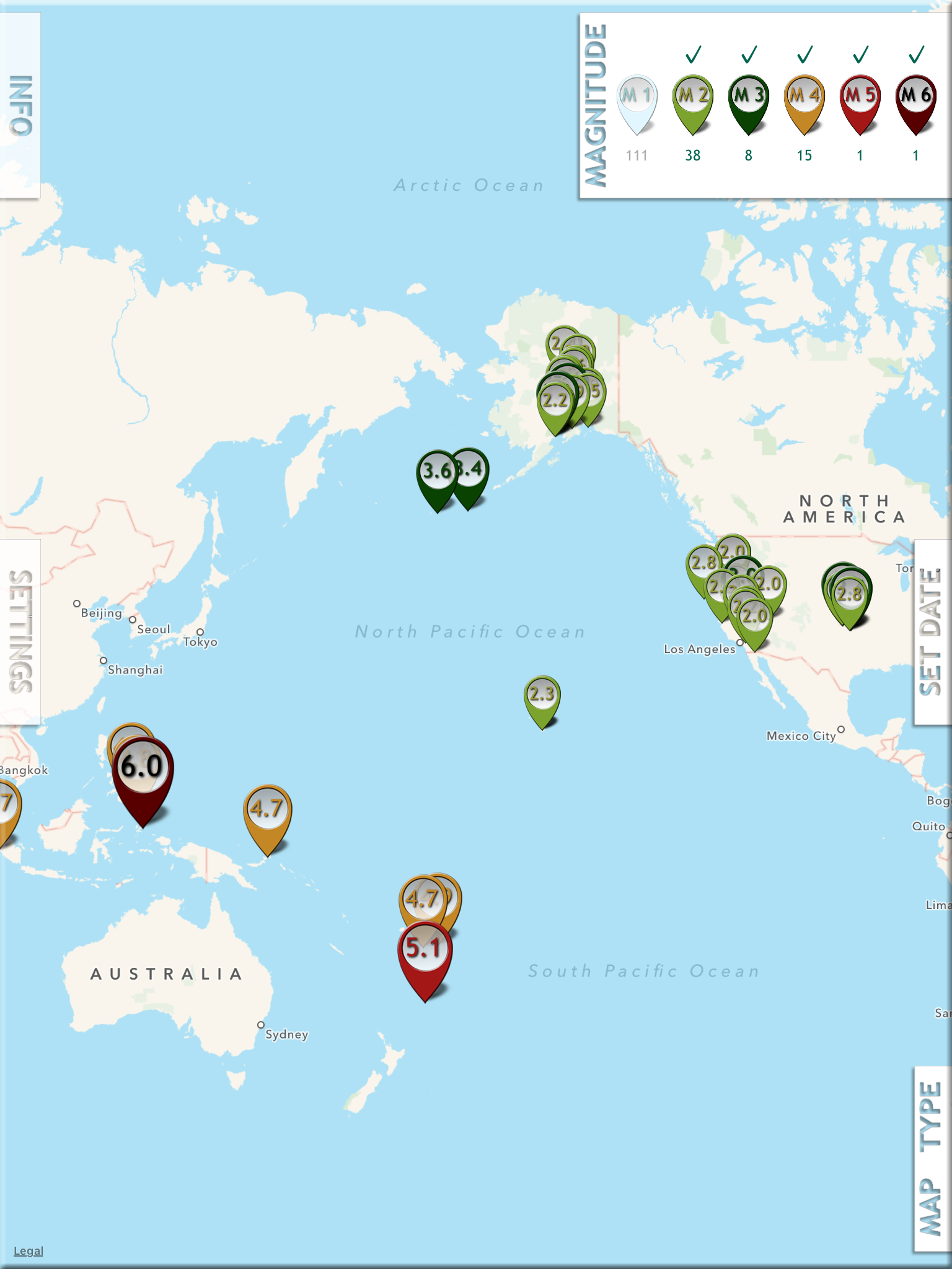 Earthquake PulseEarth - Maps & Information, Earthquakes history