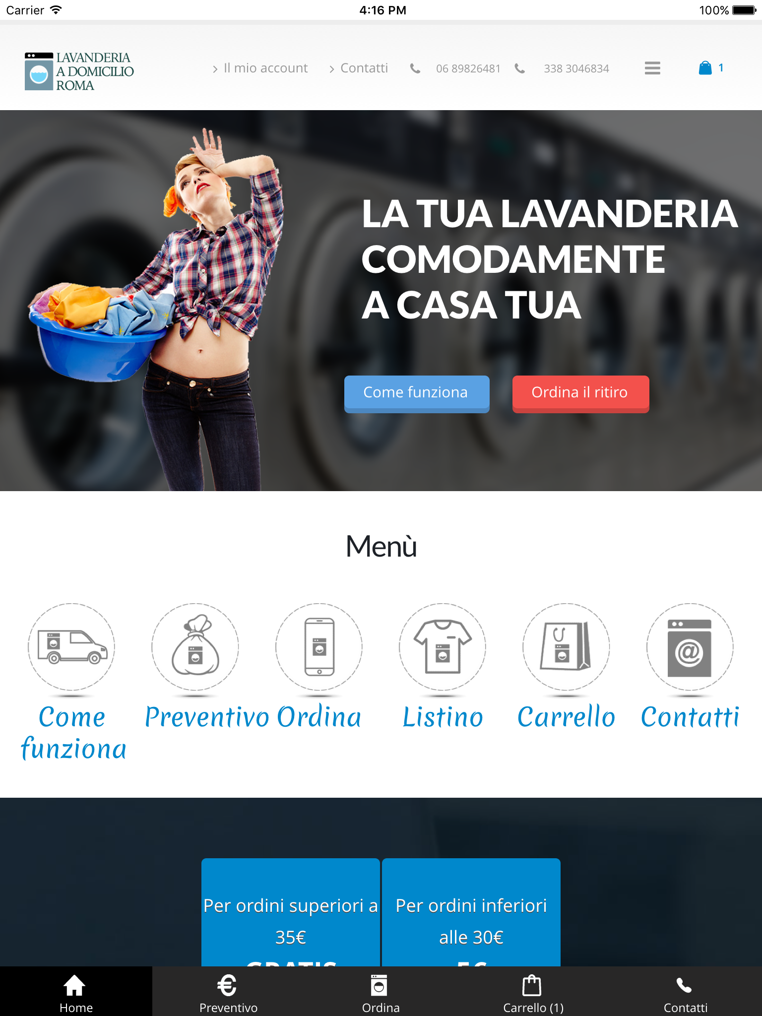 Lavanderia a domicilio Roma
