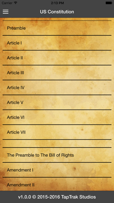 US Constitution - TapTrak Studios iPhone screenshot 4 - Reference app