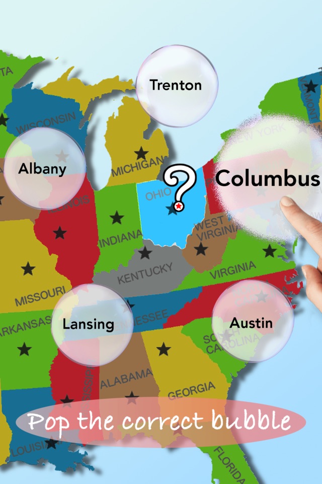 U.S. bubbles: US map quiz screenshot 3