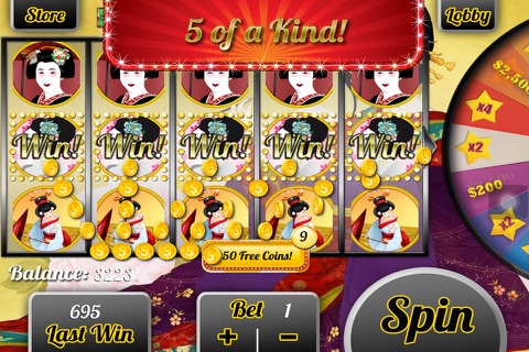 Geisha Free Casino & Kimono Slots - Play Vegas Slot Machines Plus Poker and More! screenshot 3