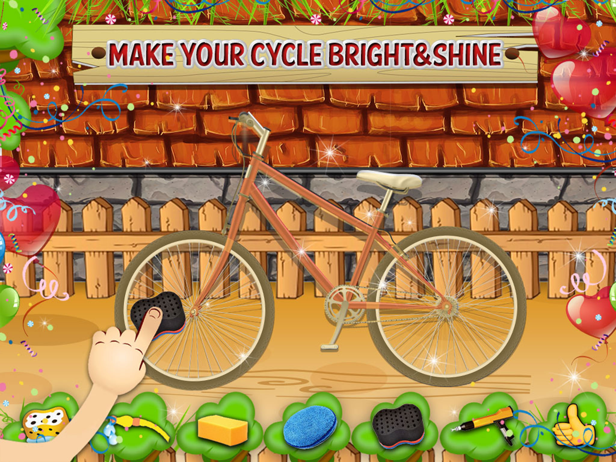 Kids bicycle washing salon: wash baby bikes for play