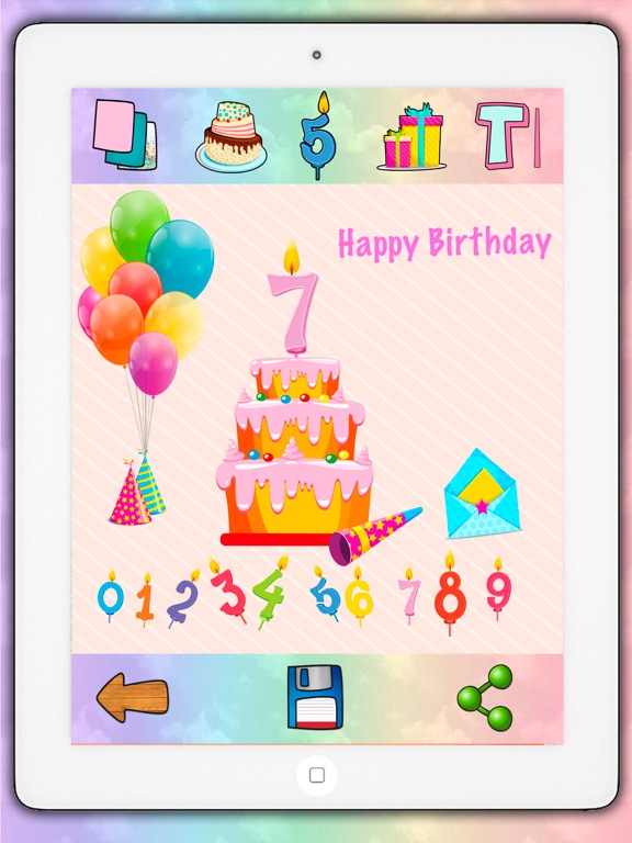 Create your birthday cake iPad screenshot