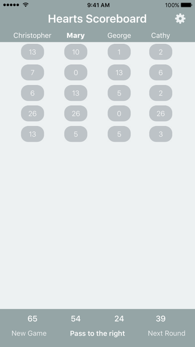 Hearts Scoreboard - Keep Track of your Hearts Scores! iPhone screenshot 4 - Games app