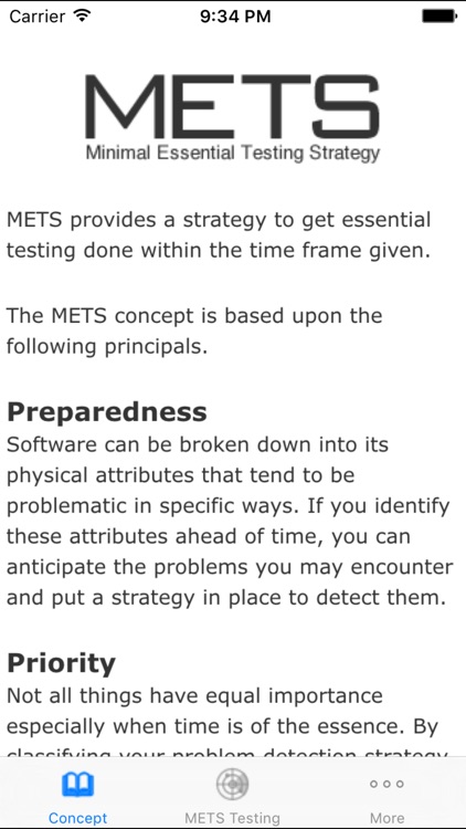 METS Testing Strategy
