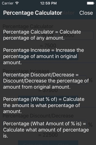 Percentage Calculator - calculate percent, shopping discount, profit increase, loss decrease, what % of amount is and what amount of % is all at one place free screenshot 2