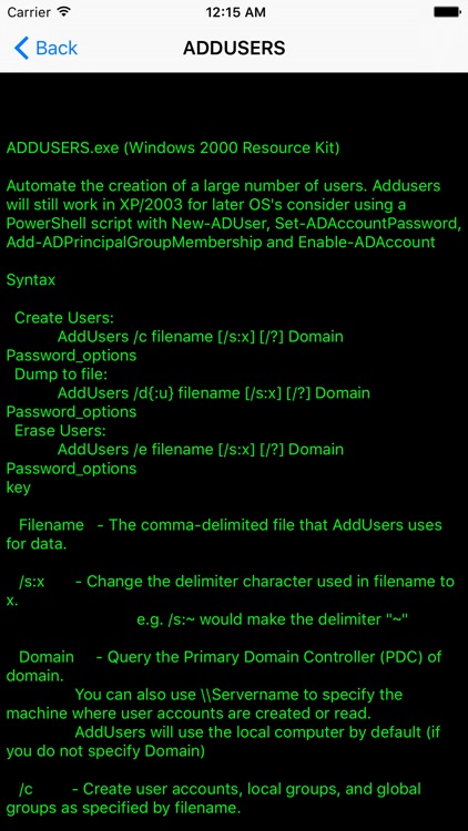 Commands for Windows OS