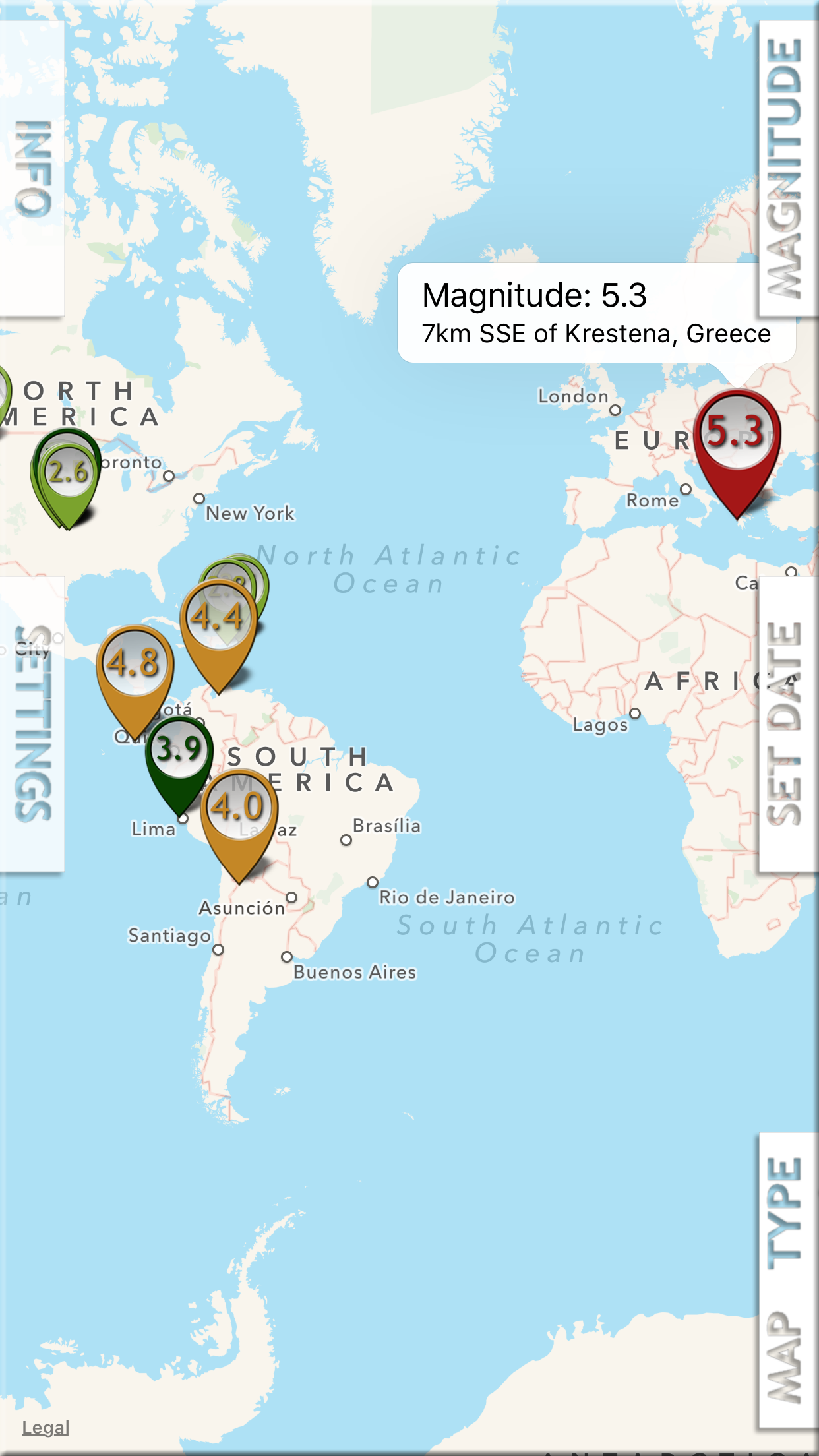 Earthquake PulseEarth - Maps & Information, Earthquakes history
