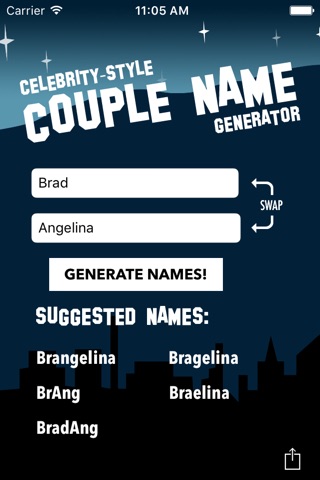 Counagen - Celebrity-Style Couple Name Generator screenshot 2