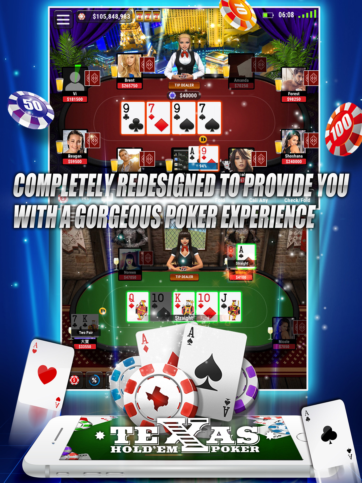 Boqu Texas Hold'em Poker - Free Live Vegas Casino