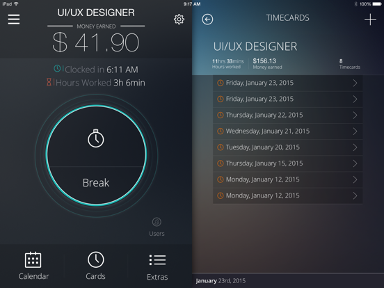 Timecard Pro - Hours & Work Schedule Tracking iPad screenshot