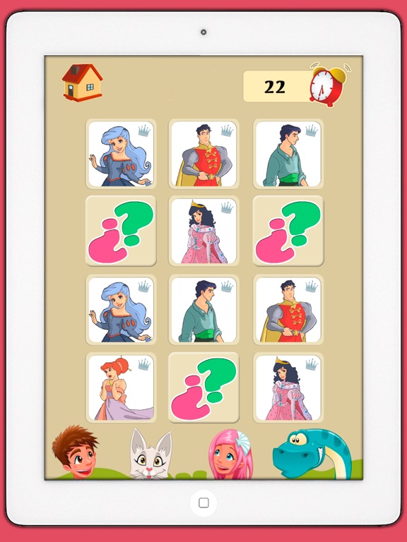 Memory game princesses: learning game of brian training for girls and boys iPad screenshot