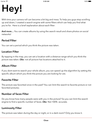 Picfind : advanced camera roll search iPad screenshot 2 - Photo & Video app