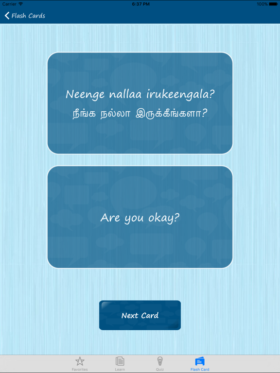 Screenshot #6 pour Learn Tamil Quickly - Phrases, Quiz, Flash Card