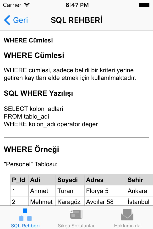 SQL Rehberi screenshot 2