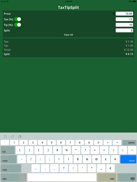 Screenshot #4 pour TaxTipSplit - easy calculator for your tax, tip, and bill split