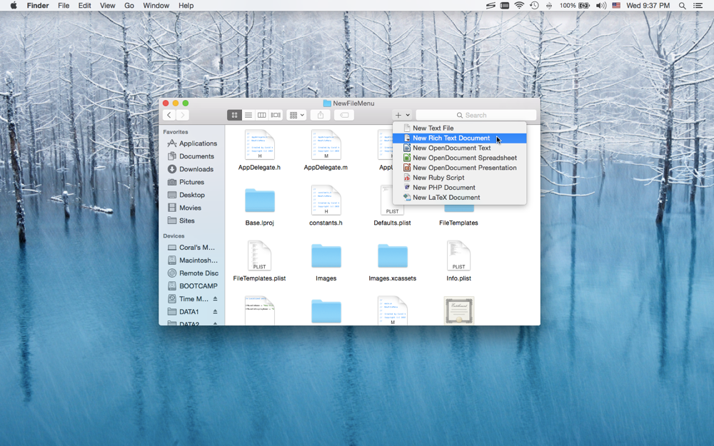 New File Menu screenshot 2