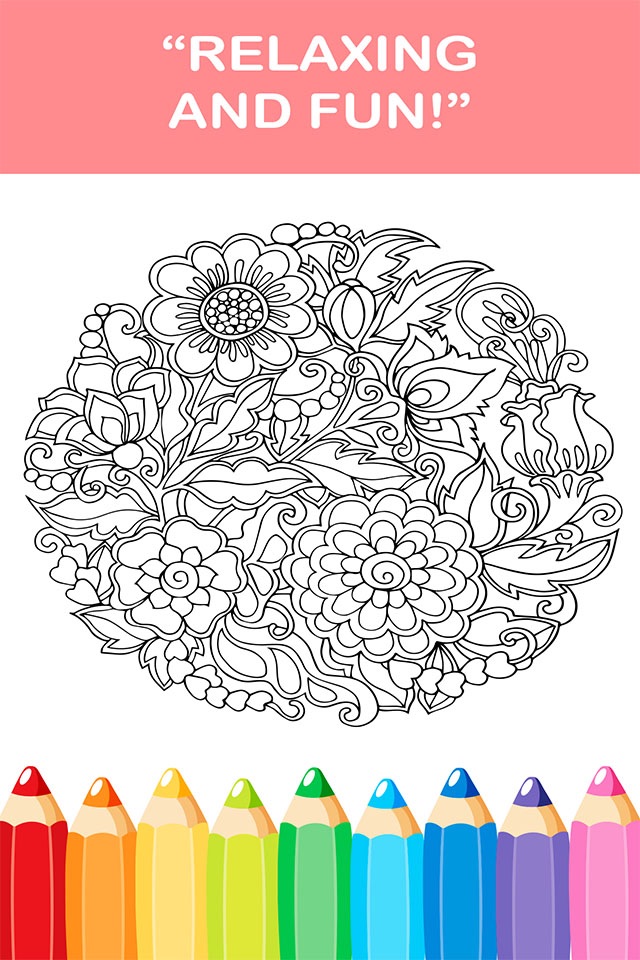 Adult Coloring Book - Free Mandala Colors Therapy Stress Relieving Pages screenshot 2