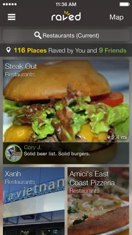 Game screenshot Raved - Guide to Great Restaurants, Bars & Stores Nearby apk