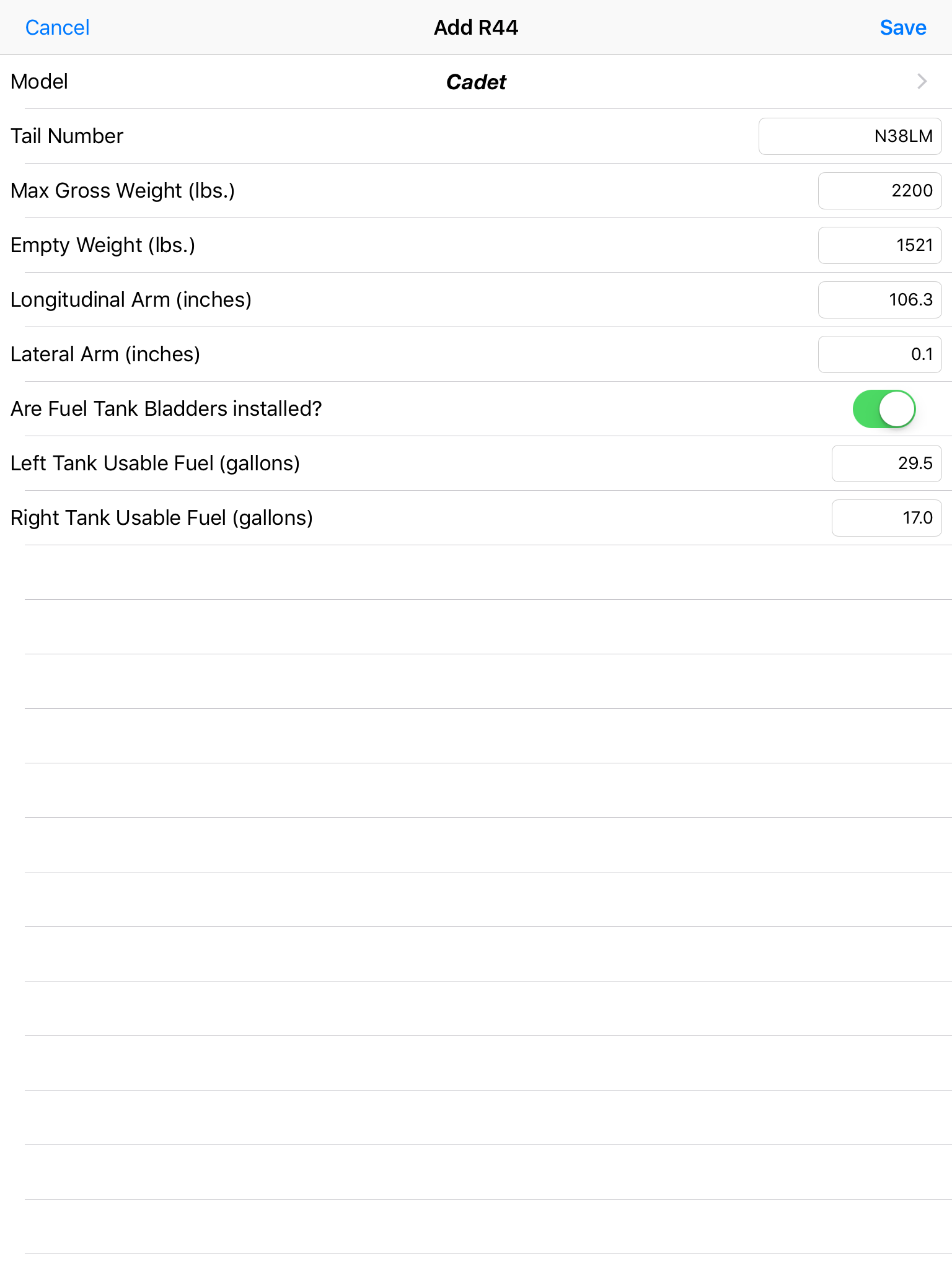 R44 Weight & Balance screenshot 10