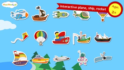 Screenshot #1 pour Avion, Fusée et Bateau pour Enfant -Activités, Puzzles, Dessin et Jeux Interactifs Avec Moo Moo Lab