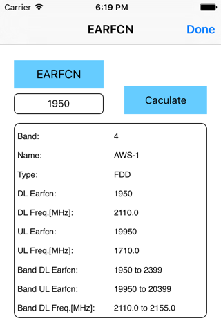 EARFCN Calculator screenshot 3