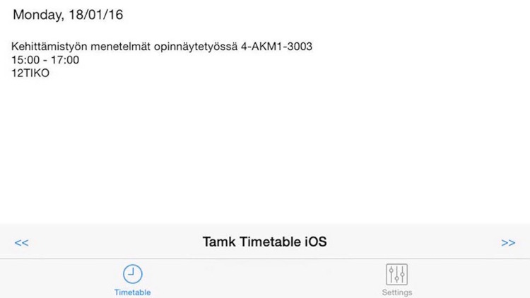 Tamk Timetable