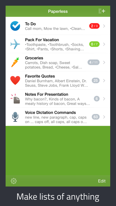 Paperless: Lists + Checklists Screenshot 1