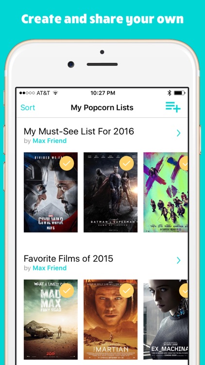 Popcorn Lists - Explore the newest movie lists, create your own and share with friends