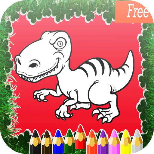 Dino Paint Drawing Color : Cute Caricature Art Idea Pages For Kids icon
