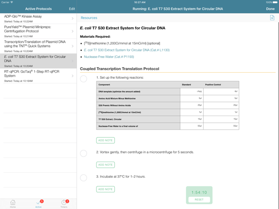 Promega Protocols iPad screenshot
