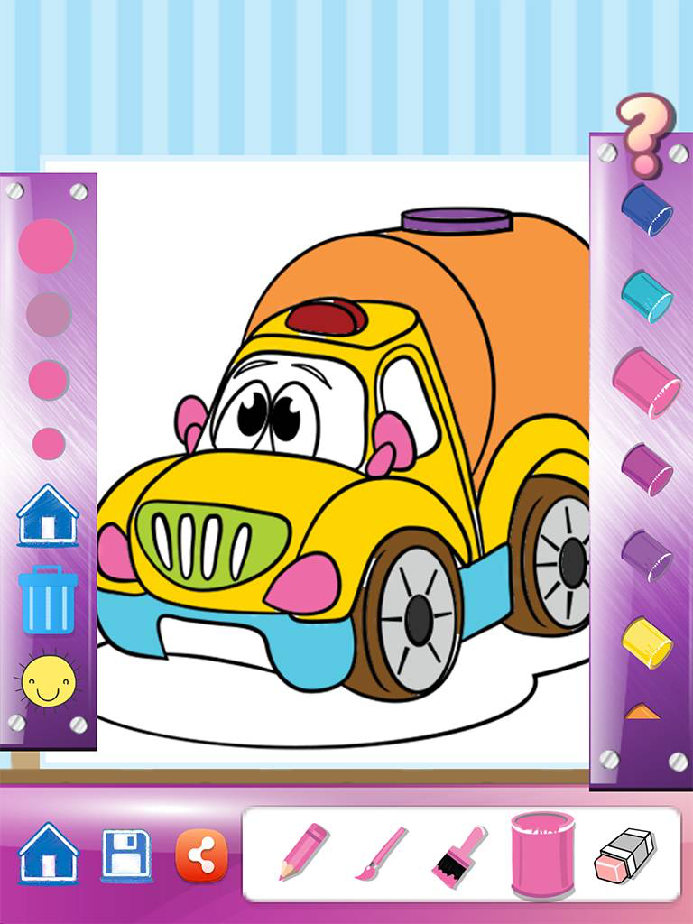 Car Drawing Coloring Book - Cute Caricature Art Ideas pages for kids screenshot 8