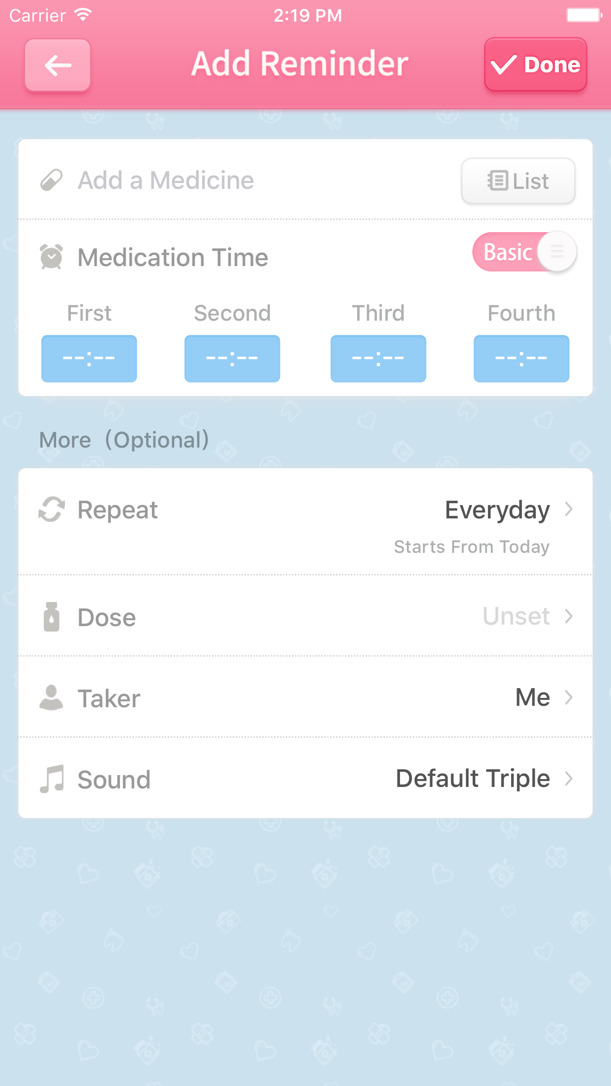 iCare · Medication Reminder