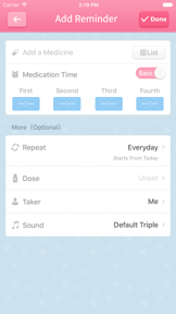 iCare · Medication Reminder screenshot